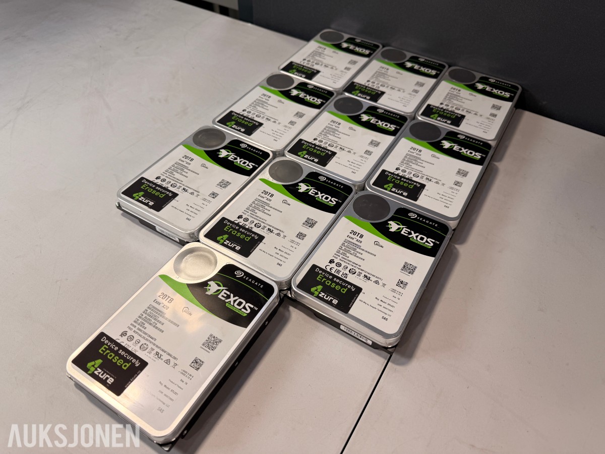 10 stk Seagate Exos X20 20TB SAS harddisker