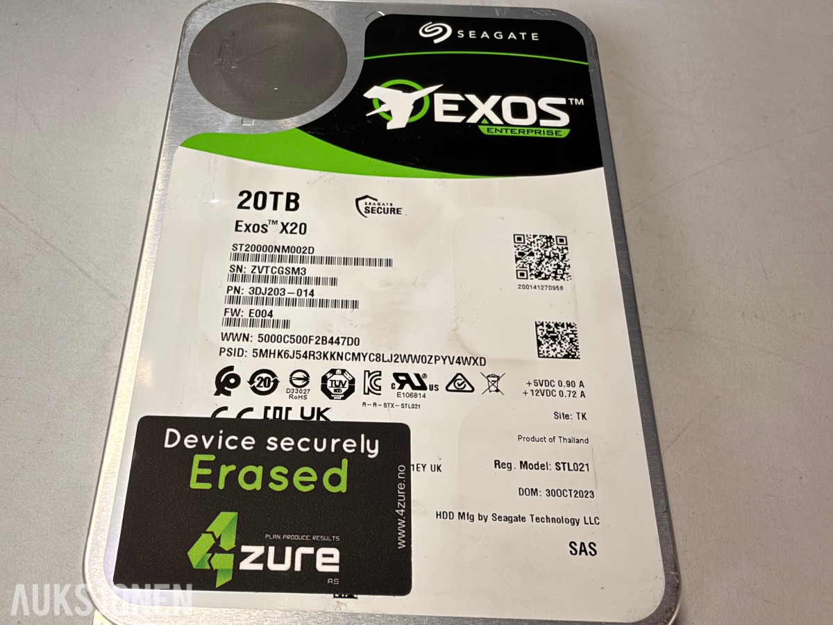 10 stk Seagate Exos X20 20TB SAS harddisker
