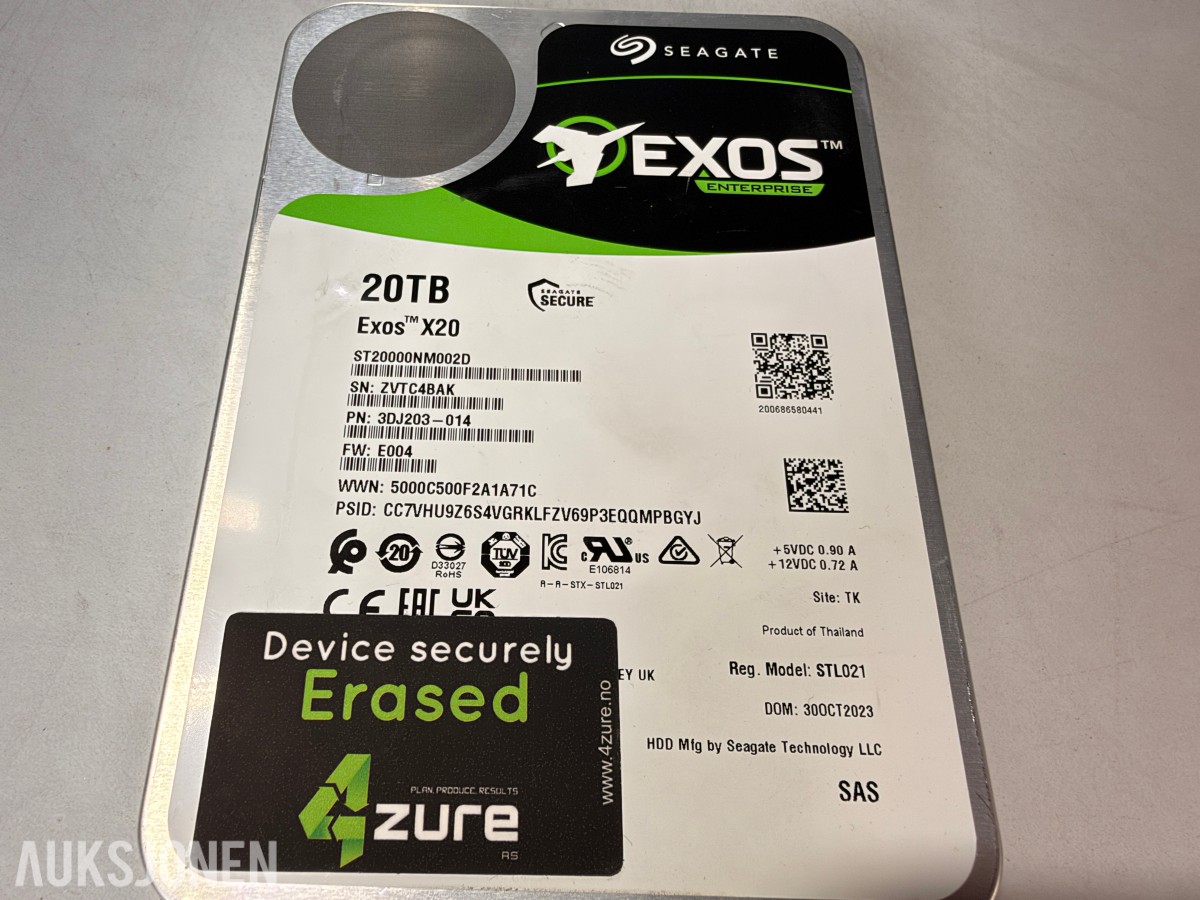 10 stk Seagate Exos X20 20TB SAS harddisker