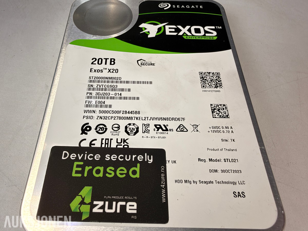 10 stk Seagate Exos X20 20TB SAS harddisker