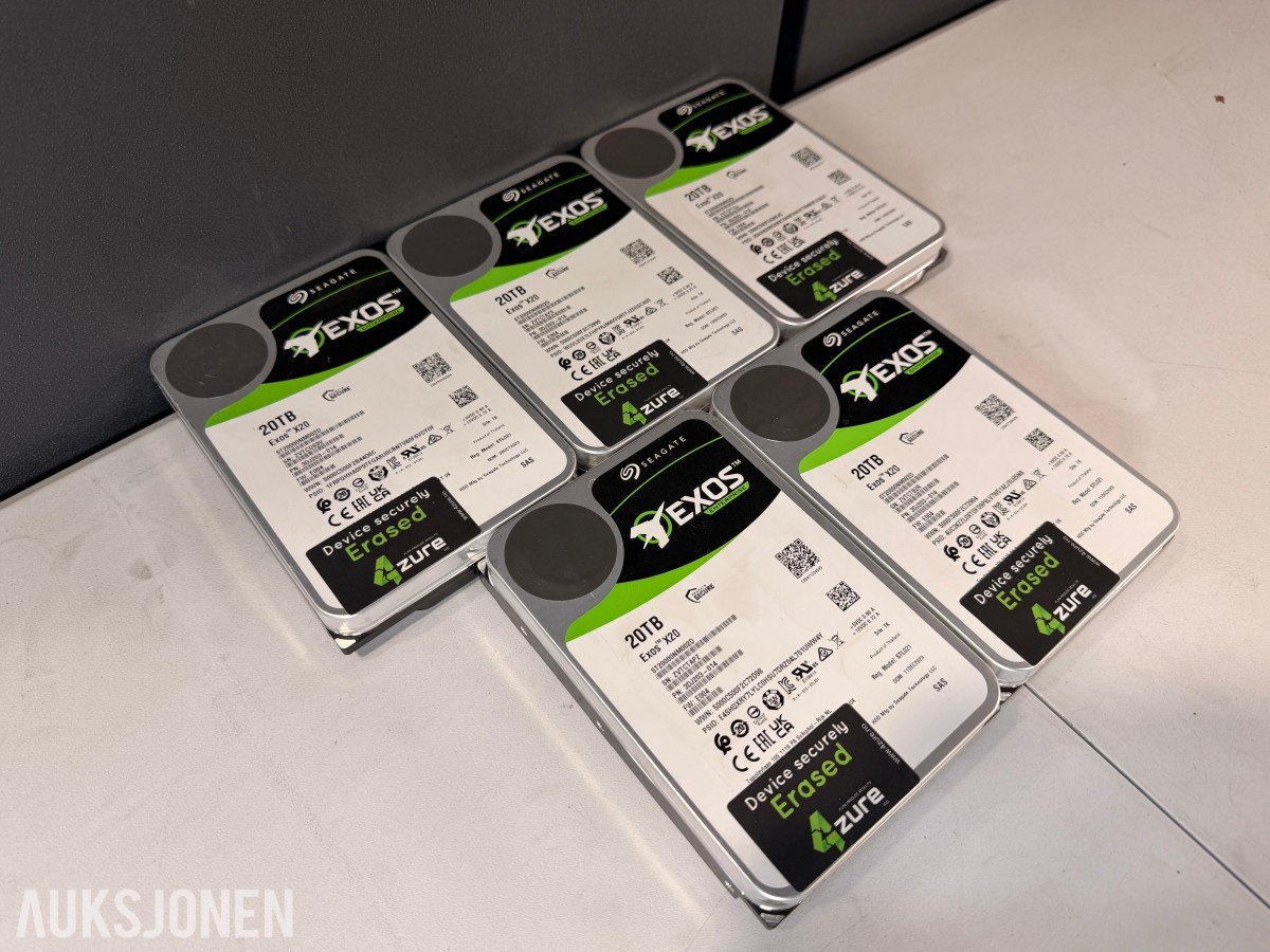 5 stk Seagate Exos X20 20TB SAS harddisker