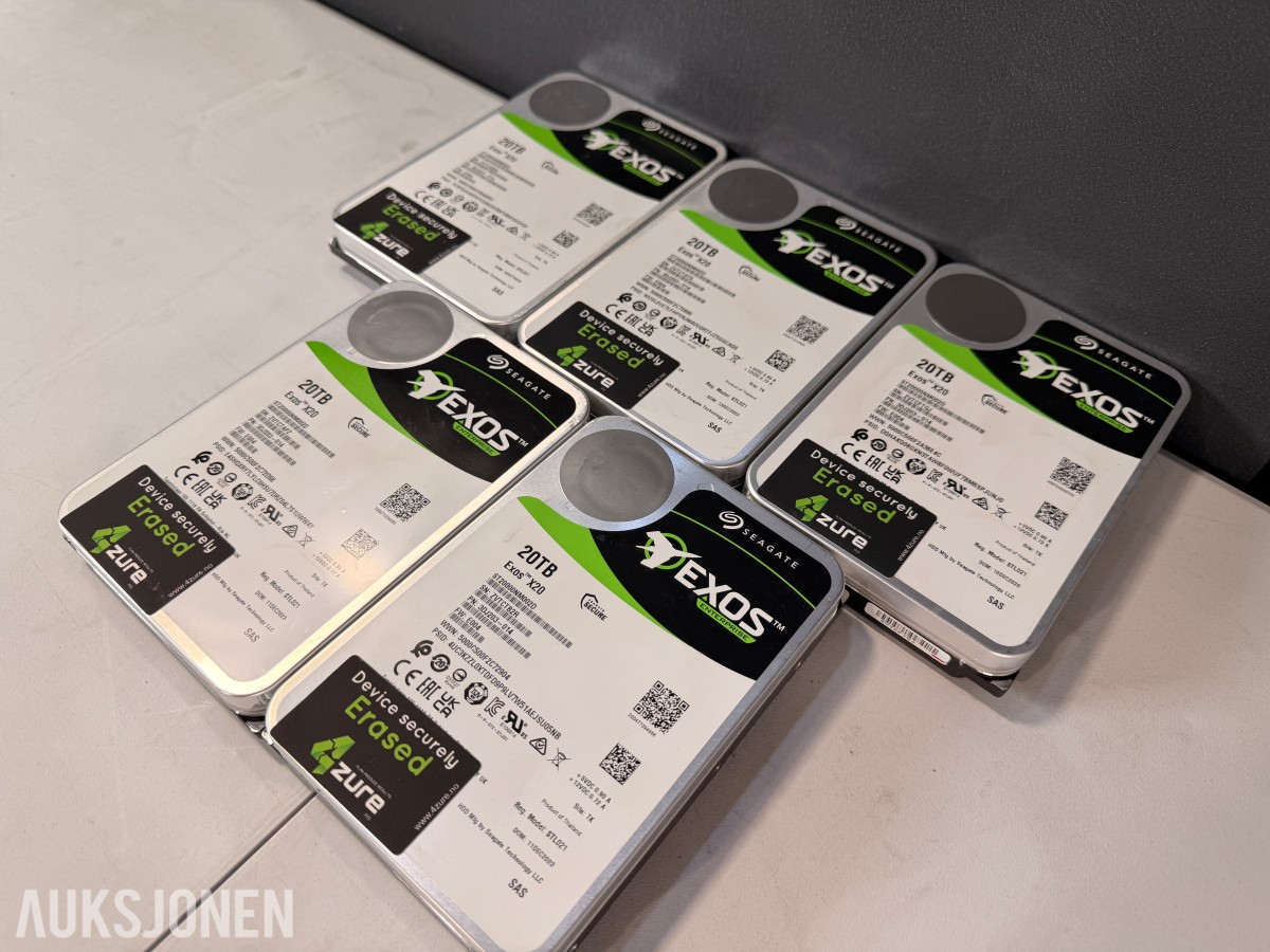 5 stk Seagate Exos X20 20TB SAS harddisker