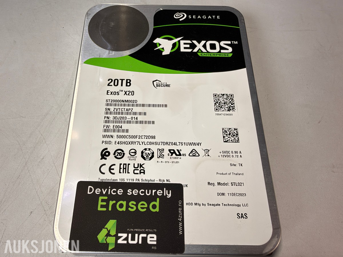 5 stk Seagate Exos X20 20TB SAS harddisker