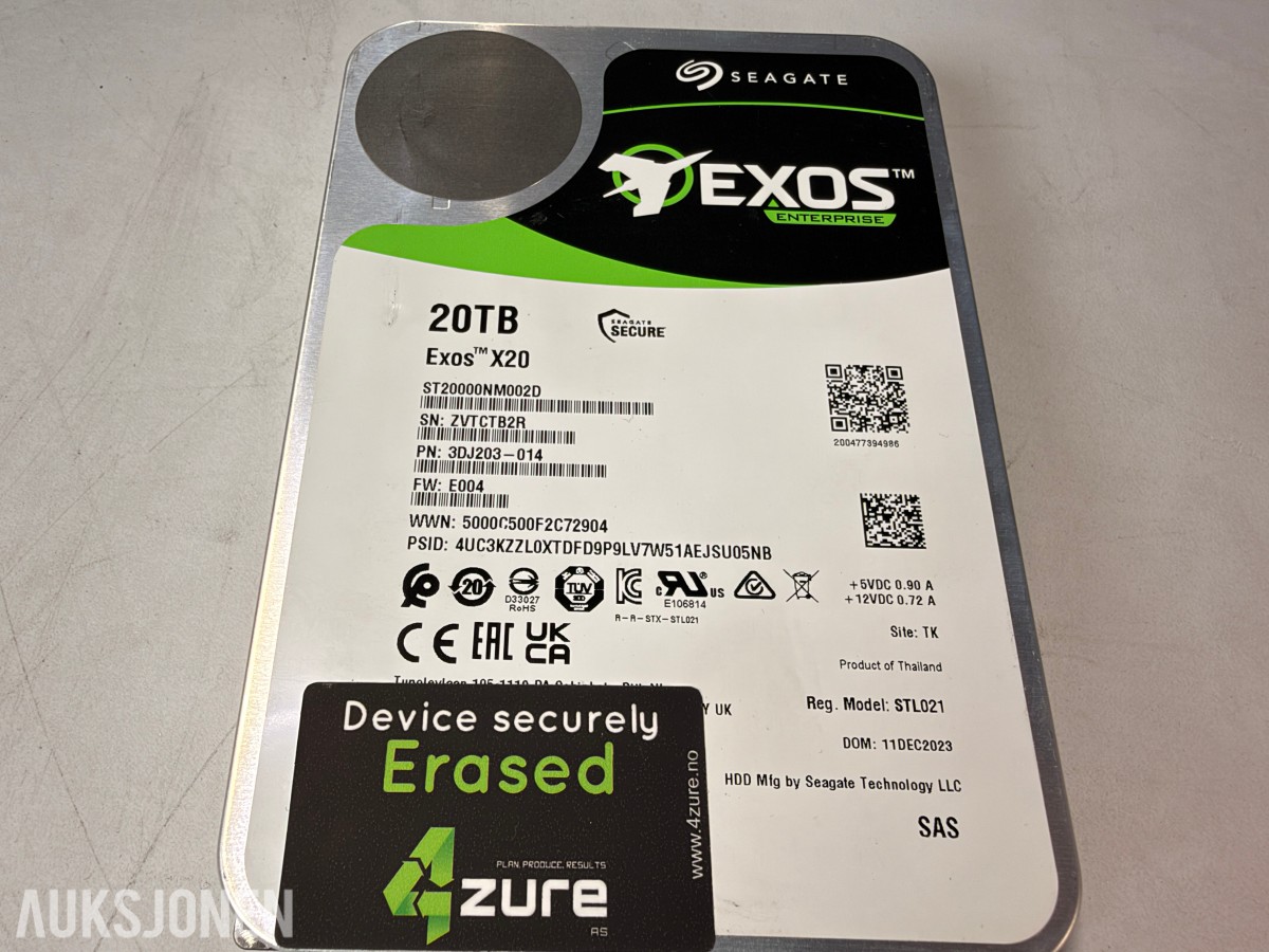 5 stk Seagate Exos X20 20TB SAS harddisker