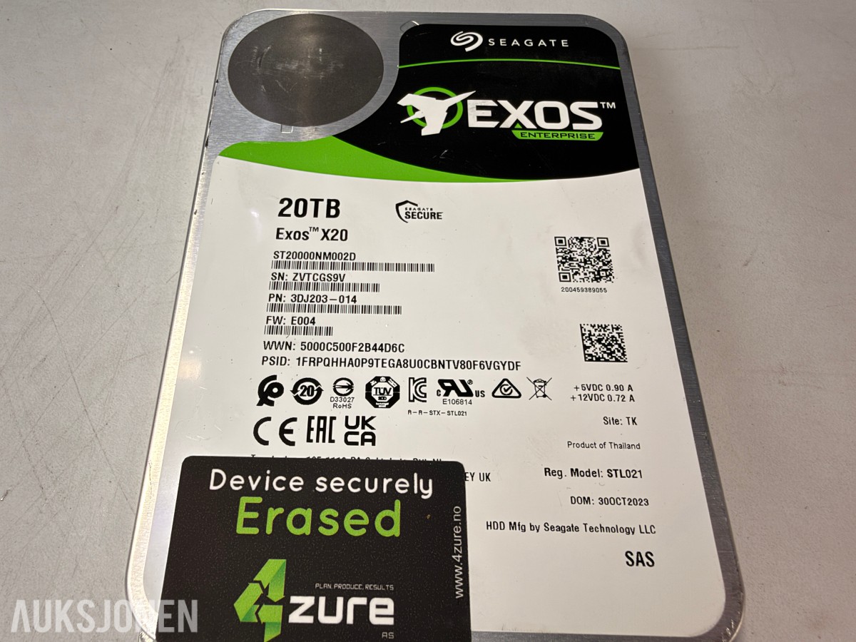 5 stk Seagate Exos X20 20TB SAS harddisker