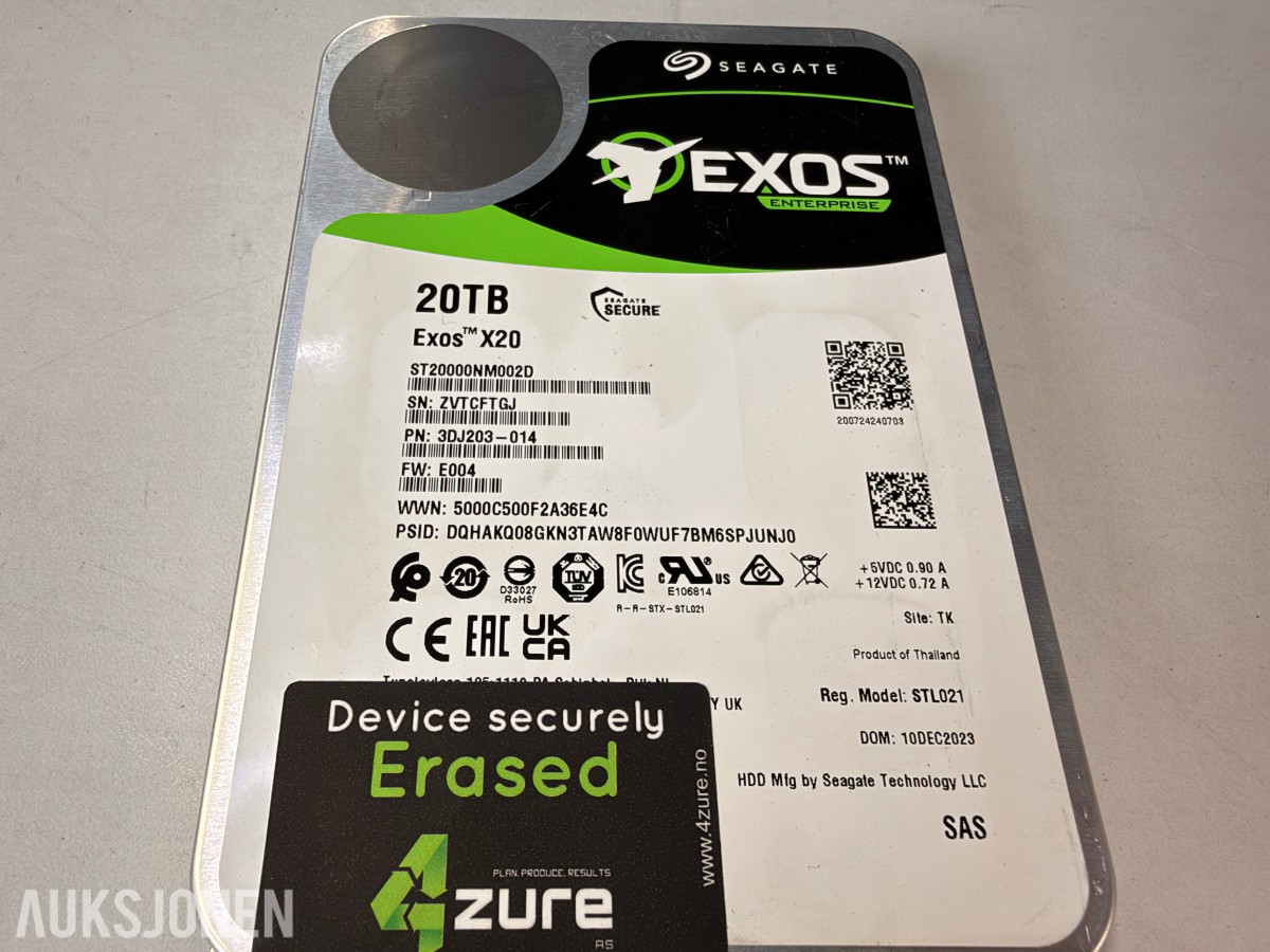 5 stk Seagate Exos X20 20TB SAS harddisker