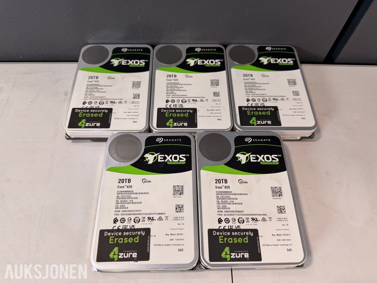 5 stk Seagate Exos X20 20TB SAS harddisker
