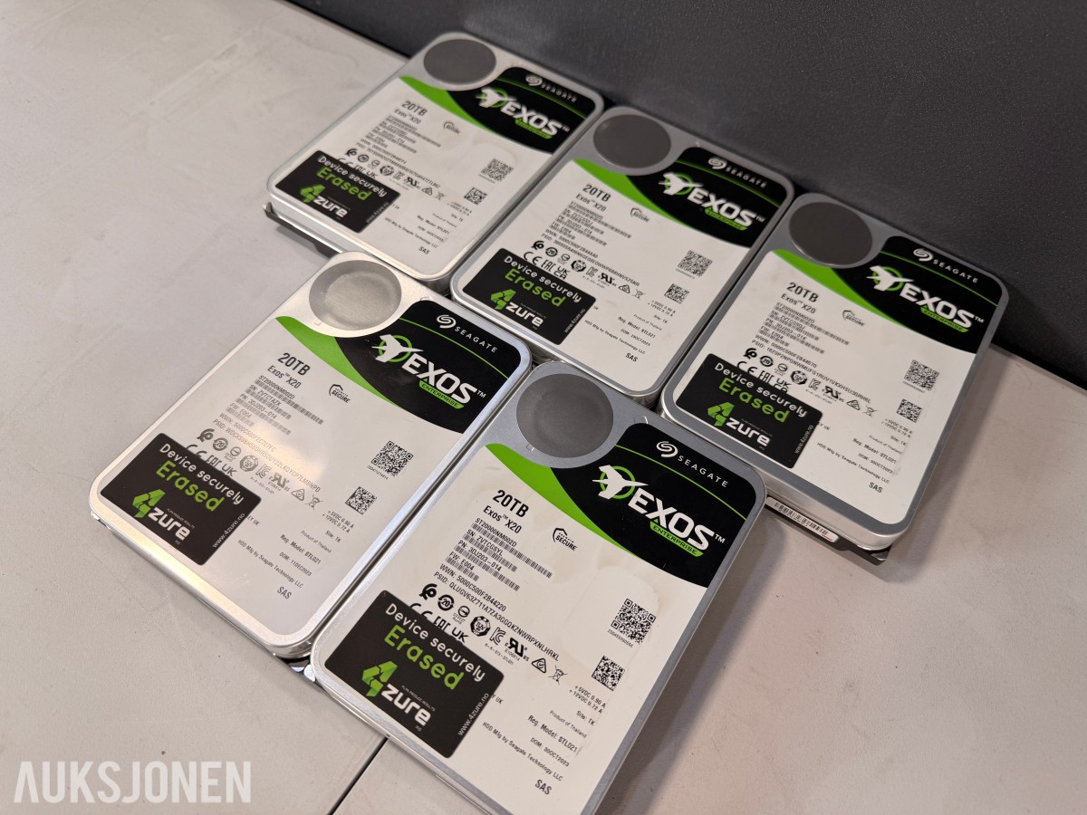 5 stk Seagate Exos X20 20TB SAS harddisker