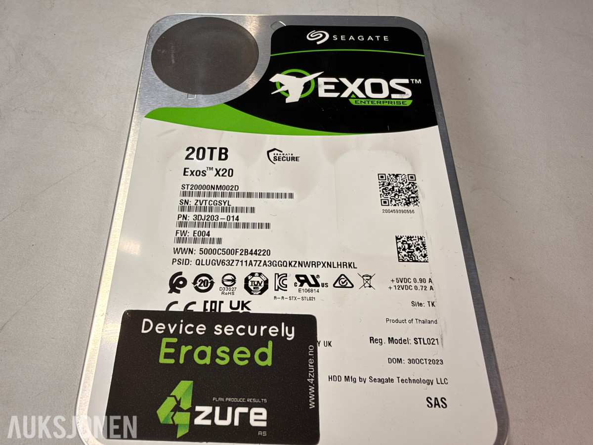 5 stk Seagate Exos X20 20TB SAS harddisker