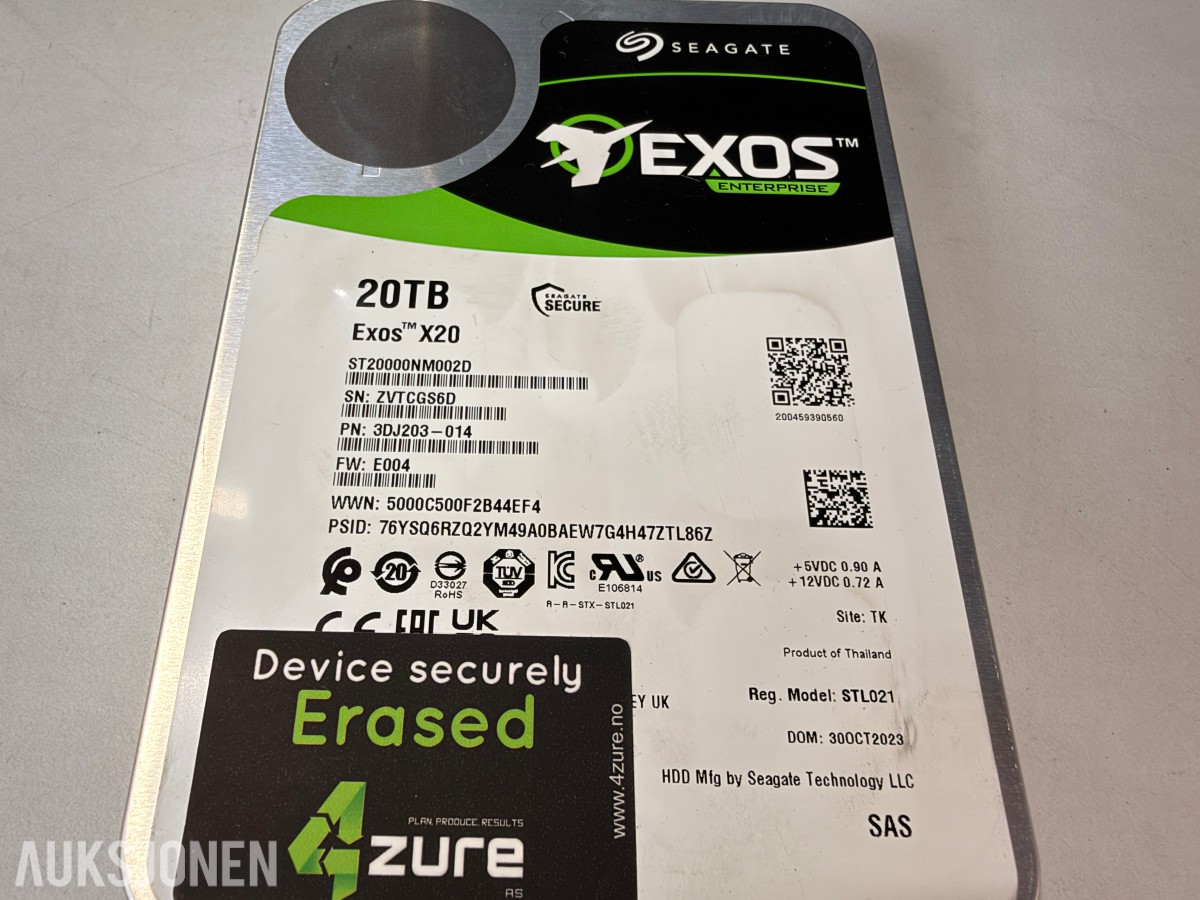 5 stk Seagate Exos X20 20TB SAS harddisker