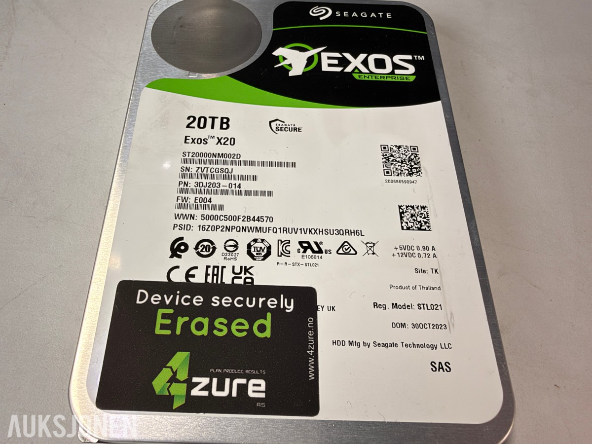5 stk Seagate Exos X20 20TB SAS harddisker