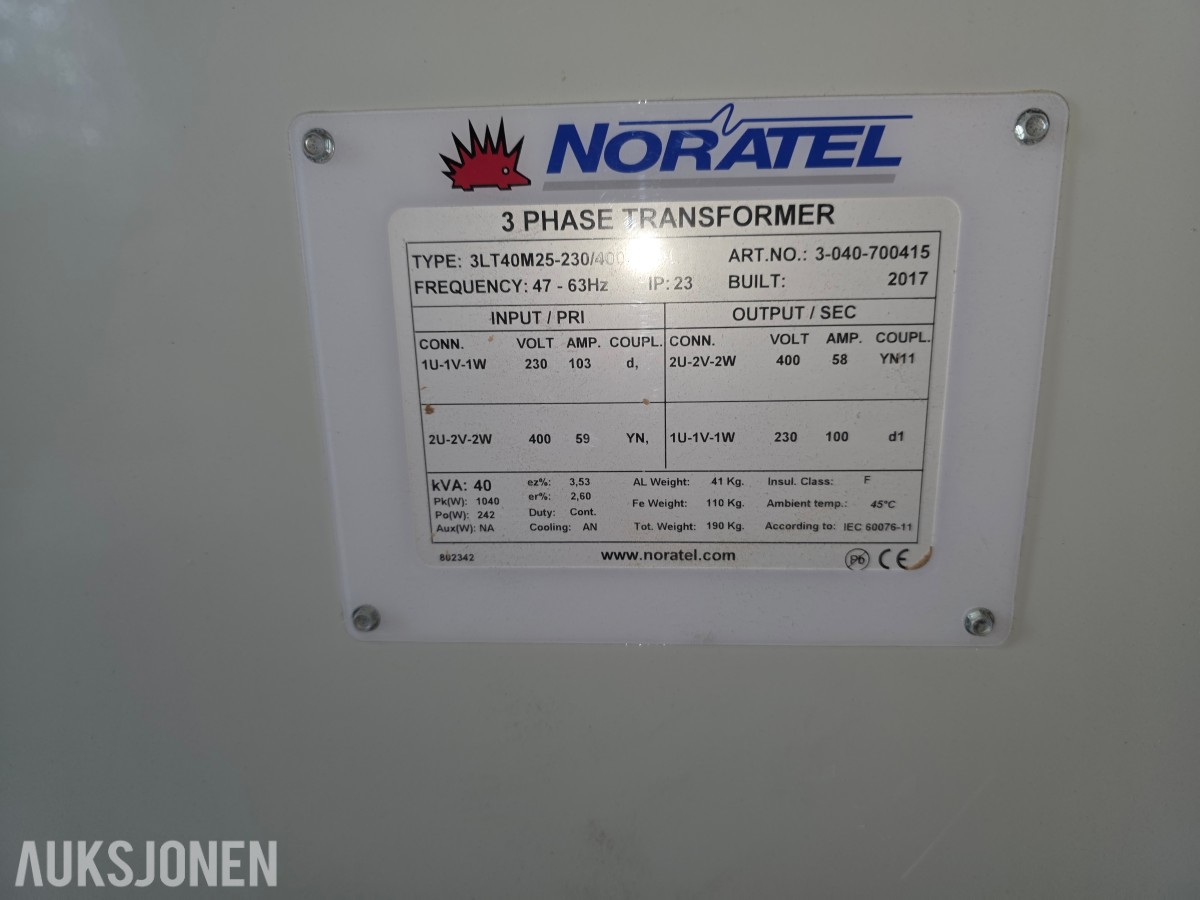 2017 Noratel transformator 3LT40M25-230/400