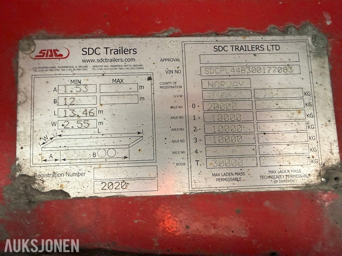 2020 SDC Trailers 3-akslet semitrailer, Vestlandske Trailer «Oljeekspress»