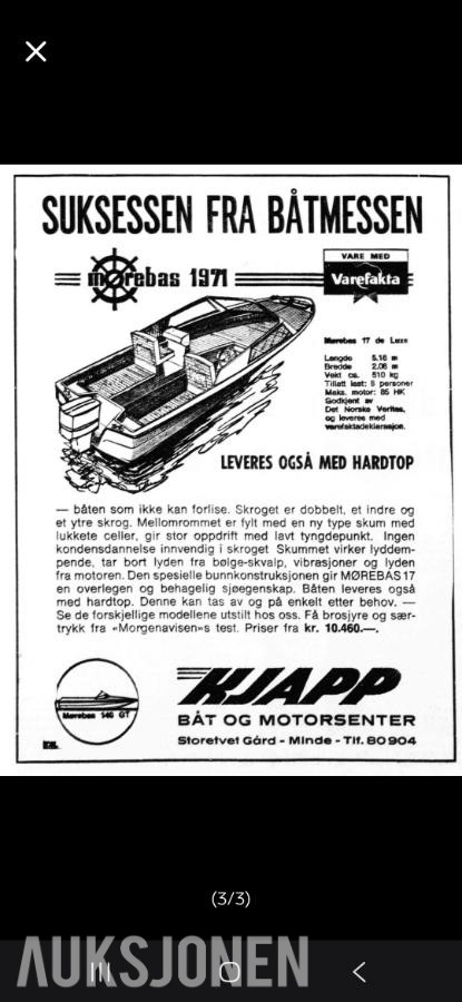 1978 Mørebas 6400 DL – Mercury 115 EFI og henger