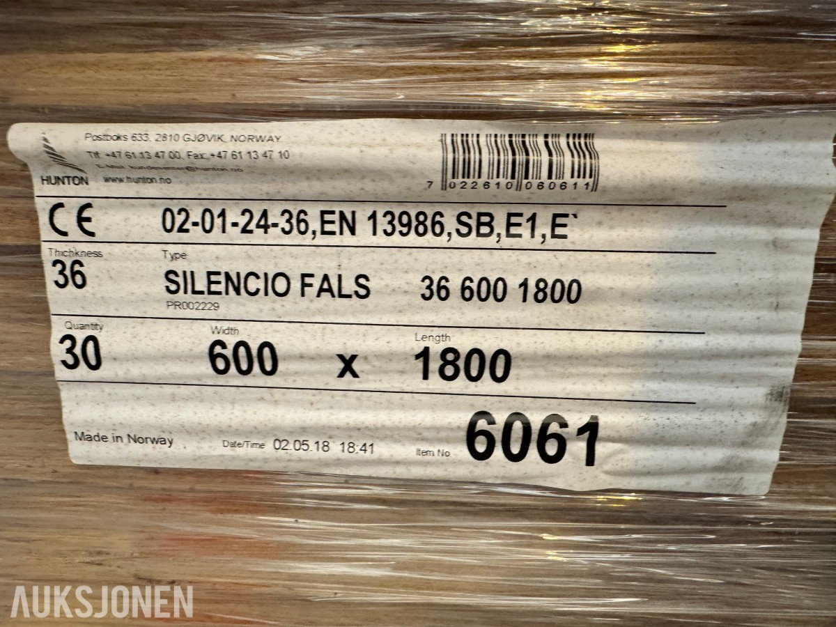 4 paller Silencio trinnlydplater 36x600x1800 mm 120 plater