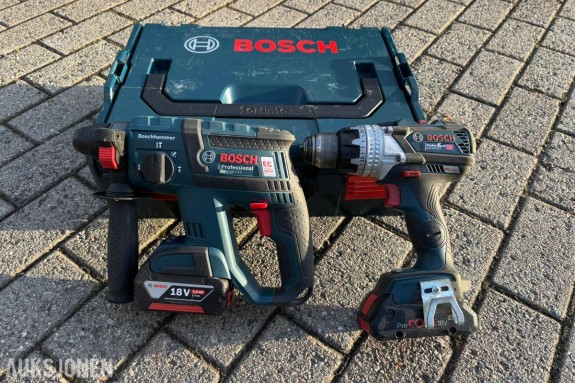 Bosch Professional 18V – borehammer og drill – 3 batterier og lader Bosch GBH 18V-EC SDS, Bosch GSR 18V-85 C