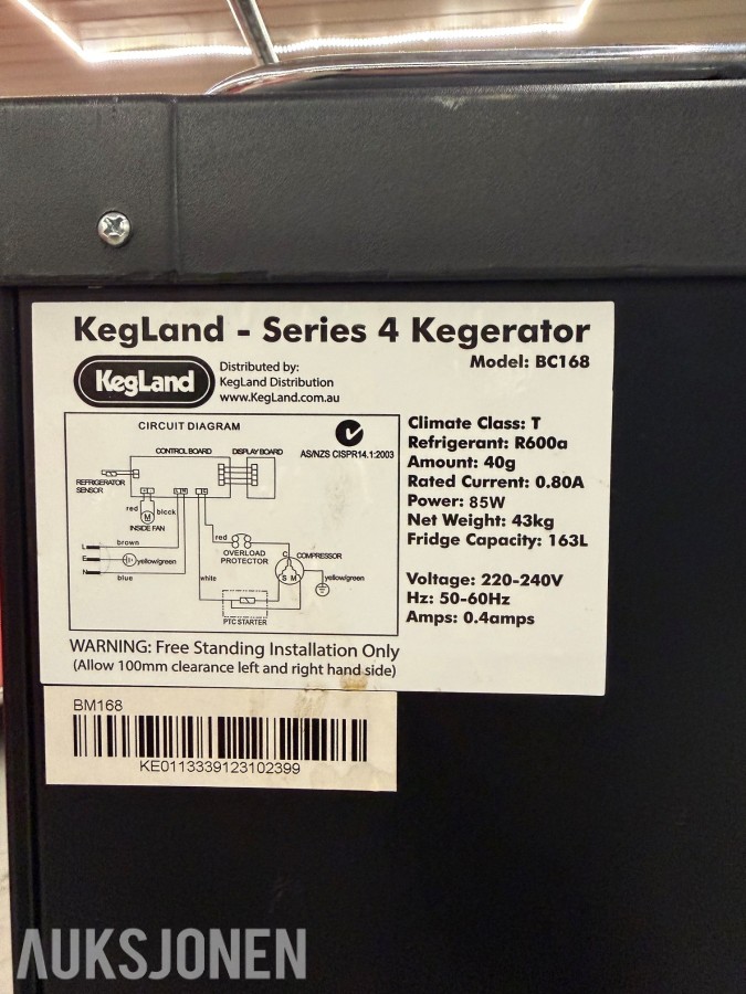 Kegland kjøleskap m/tappetårn Series 4 Kegerator