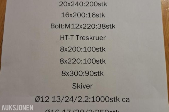 Diverse skruer/bolter/Muttere/Skiver