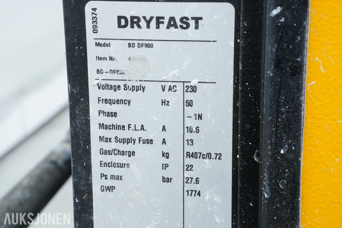 Dryfast BD DF800 byggtørker / avfukter