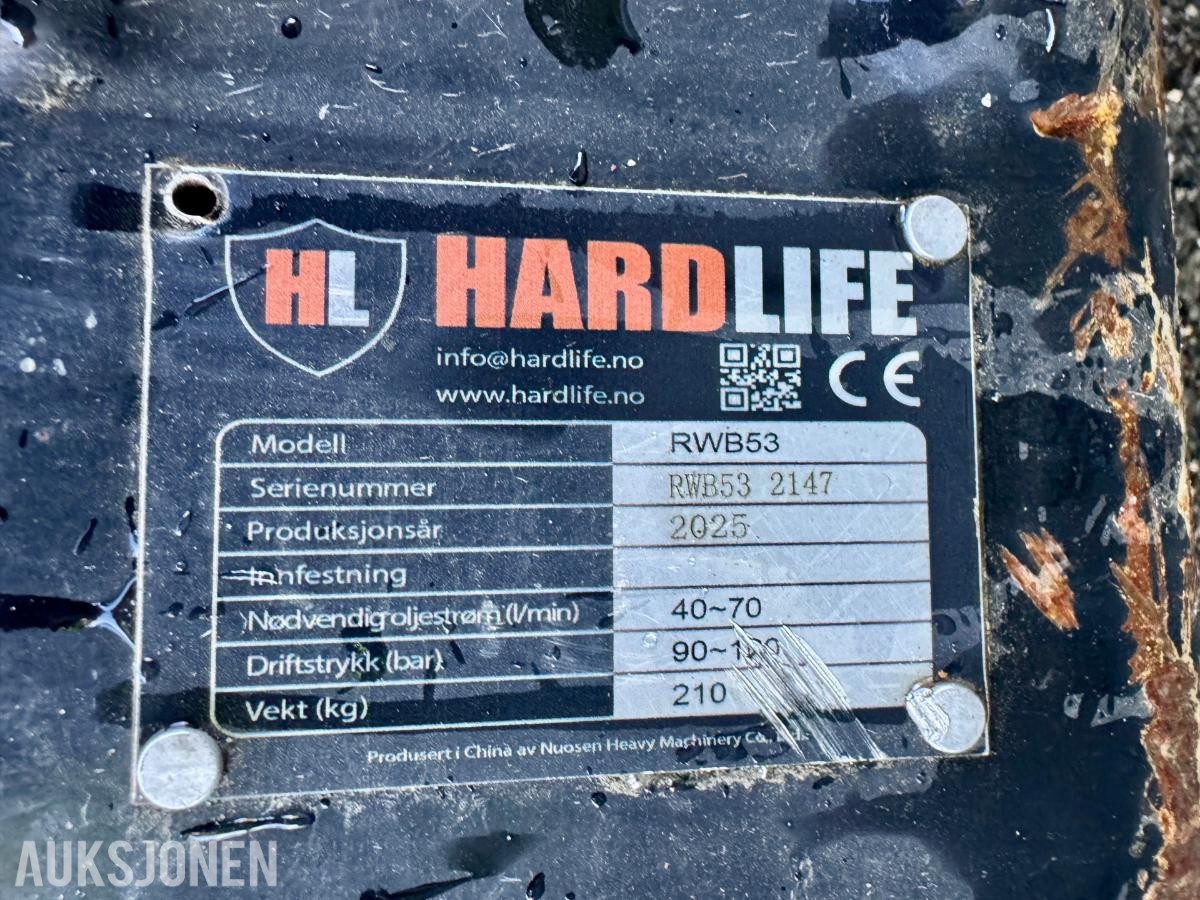2025 Hardlife RWB53 hydraulisk pigghammer 2-4 tonn