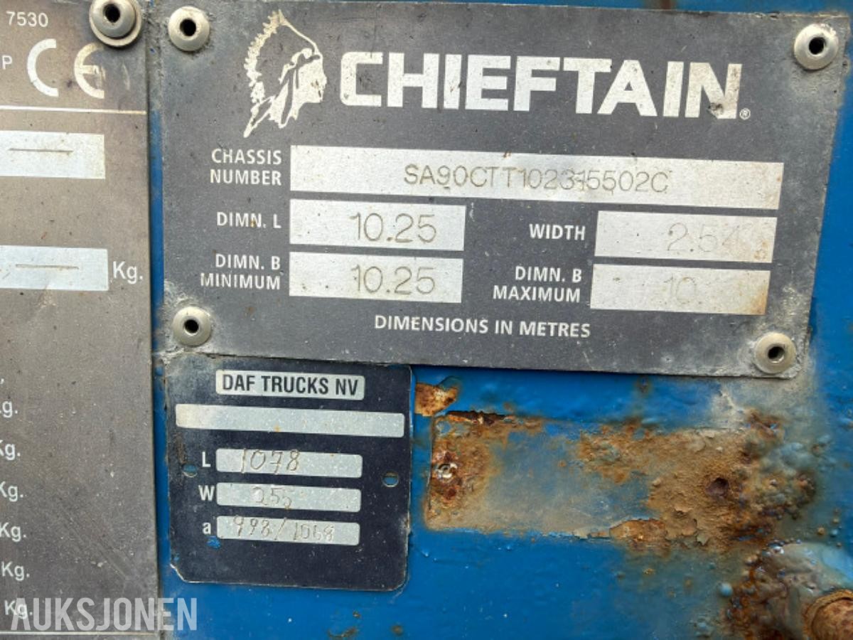 2012 Chieftain Maskinhenger 30 000 kg, 23 775 kg nyttelast
