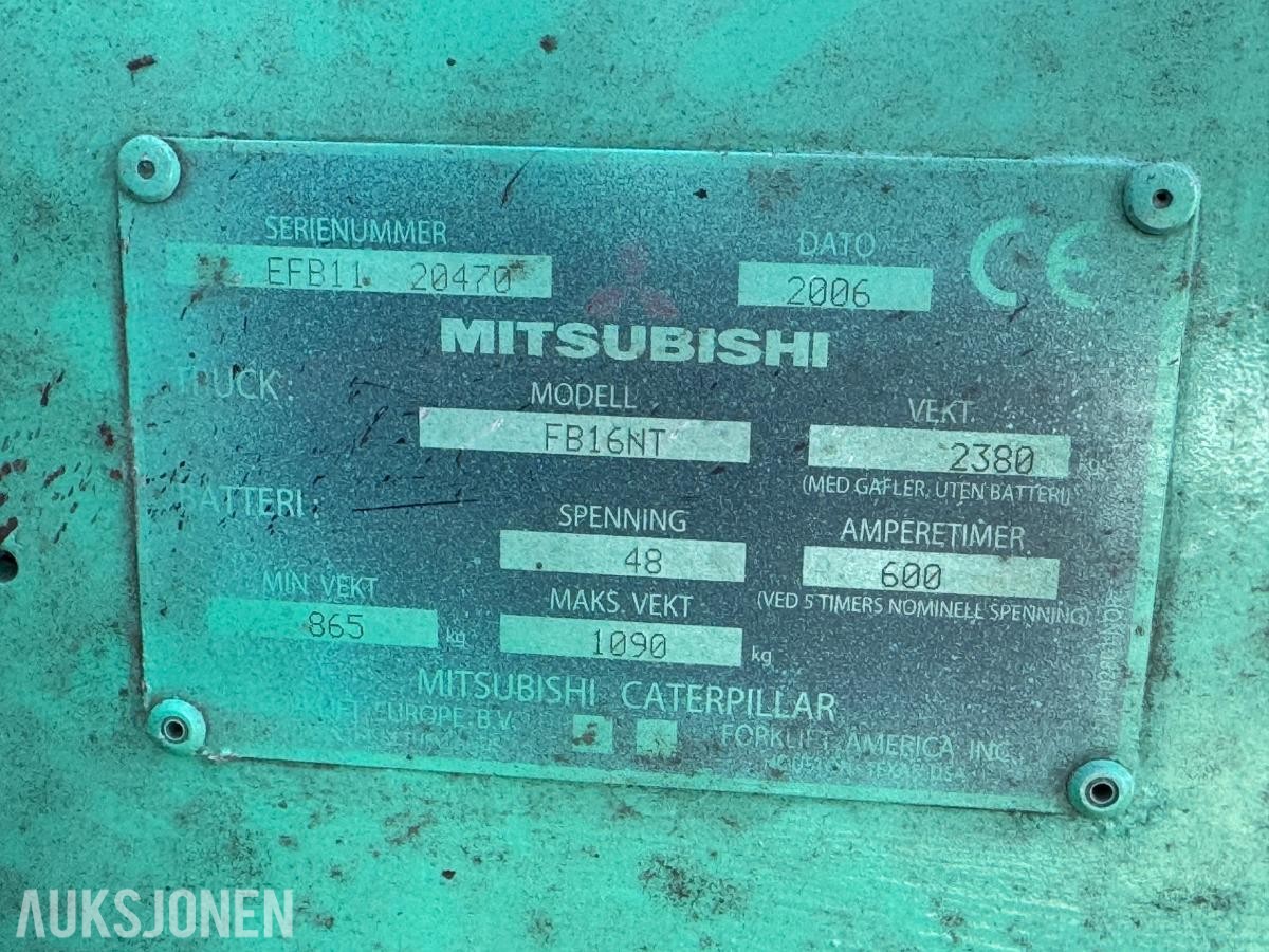 2006 Mitsubishi FB16NT elektrisk motvektstruck - Timer: 5636