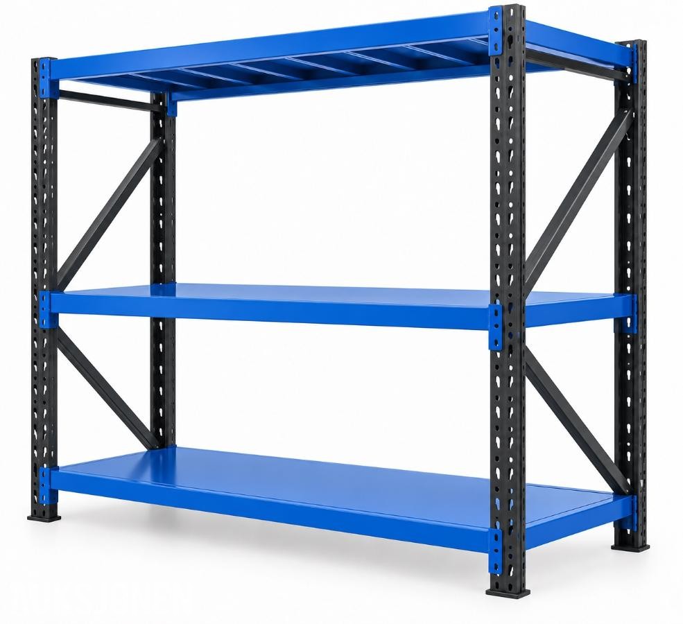4 stk komplette Lagerreoler 200×60×200cm – Svart+blå 1200kg