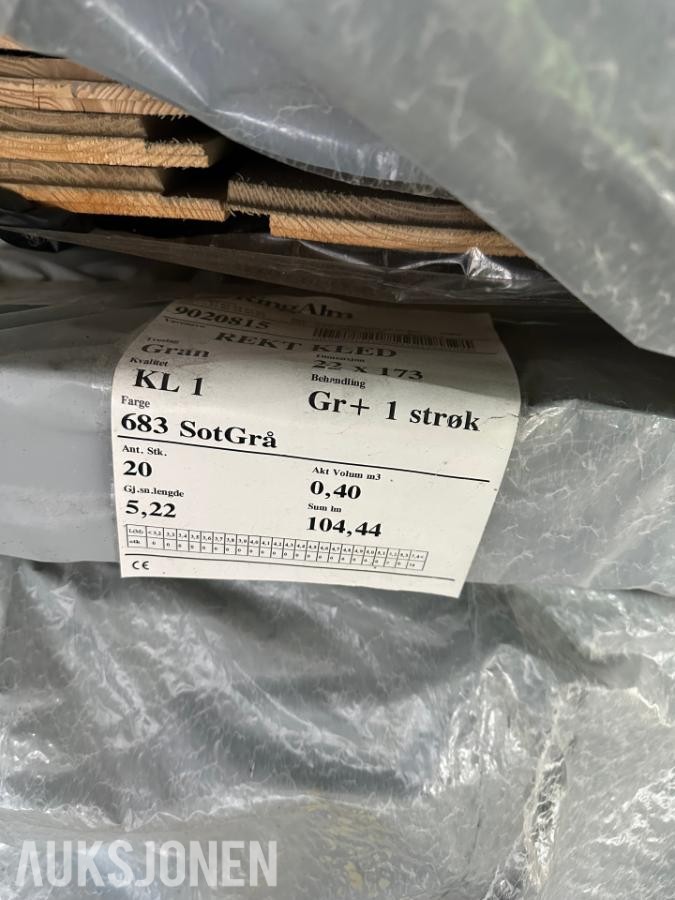 Rekt Kledning, 22x173, Grunnet + 1 strøk, sotgrå - 104 meter