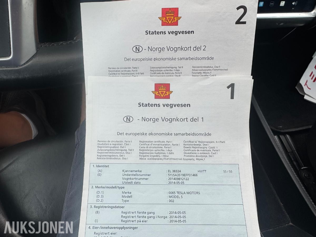 2014 Tesla Model S, 75, 7-SETER,VIKING TAKST, 215000km