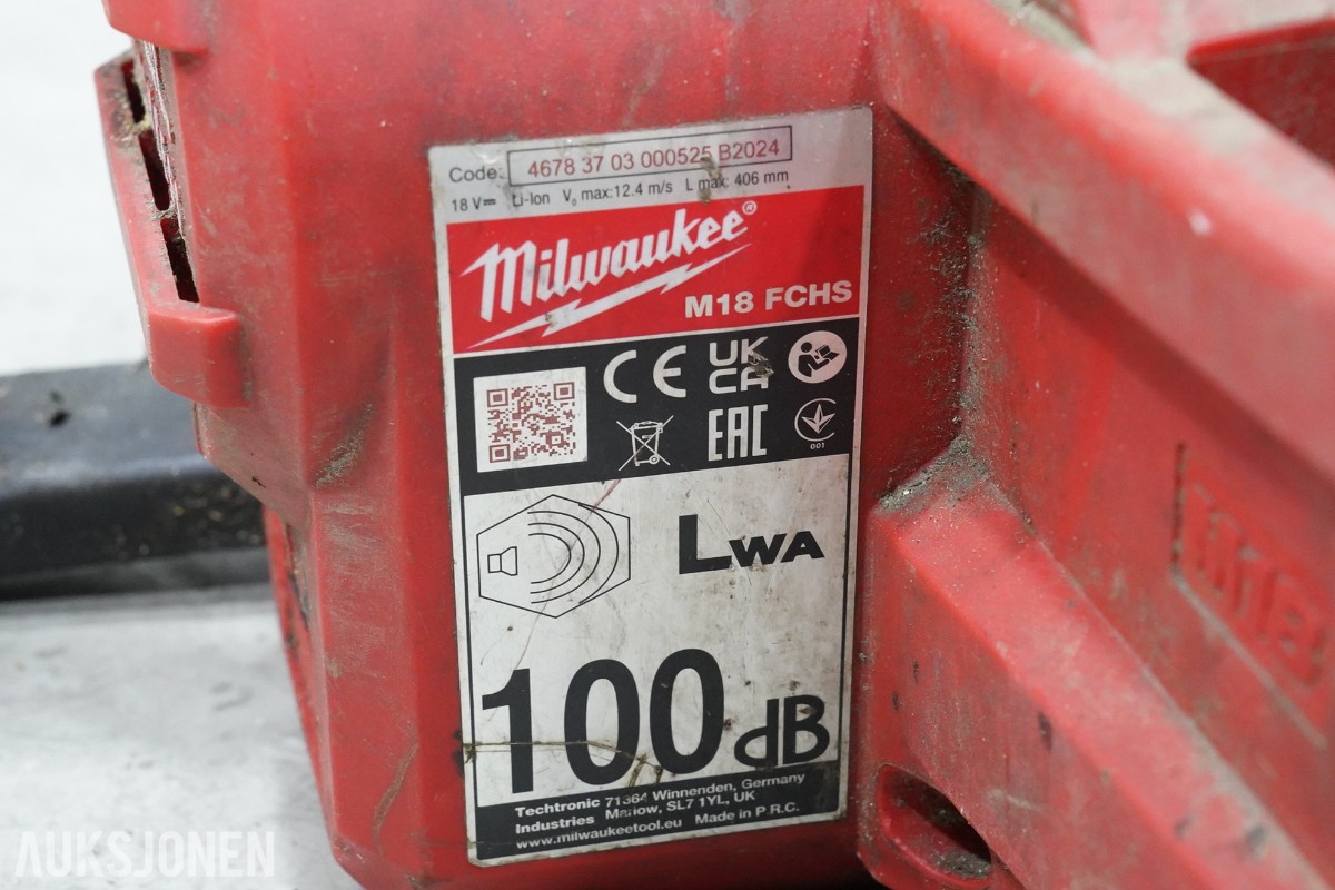 Parti Milwaukee M18 elektroverktøy, motorsager og arbeidsutstyr