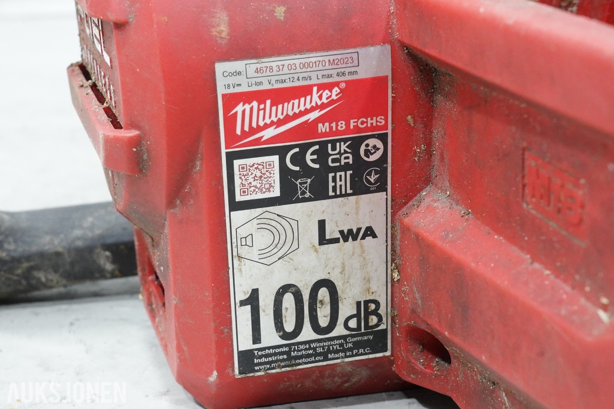 Parti Milwaukee M18 elektroverktøy, motorsager og arbeidsutstyr