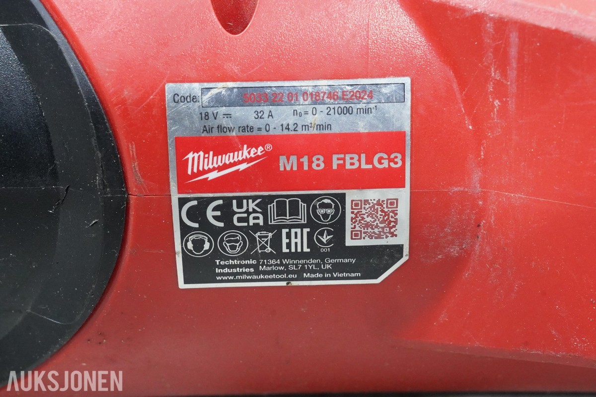 Parti Milwaukee M18 elektroverktøy, motorsager og arbeidsutstyr
