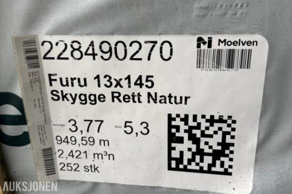 1 PAKKE FURU 13x145 Skygge Rett Natur