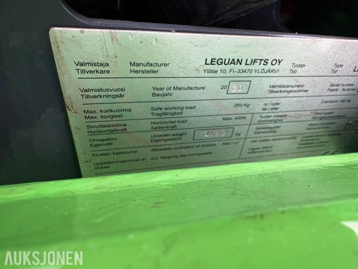 2020 LEGUAN 135 Neo sakselift på belter med medfølgende henger