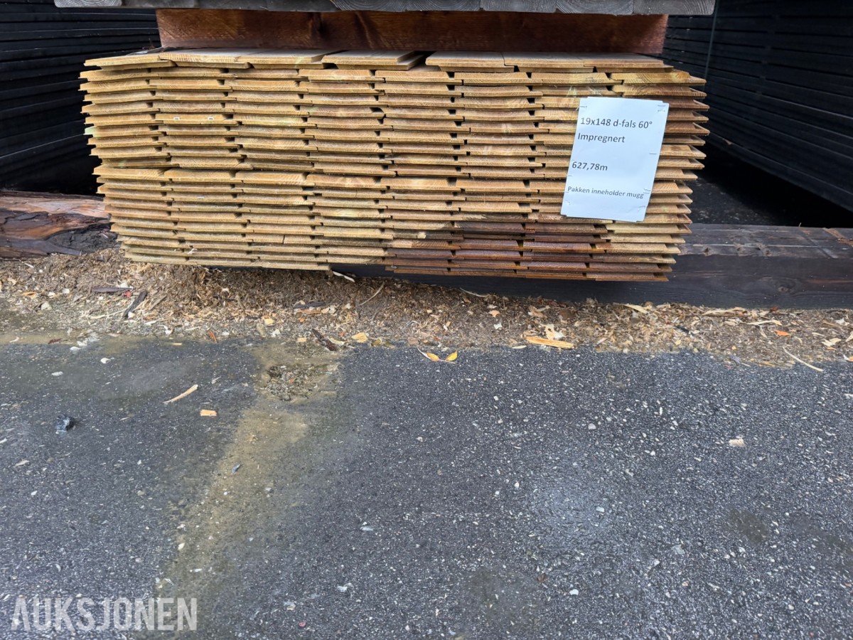 19x148 mm. Dobbeltfals 60 grader. Impregnert. Pakken kan inneholde mugg