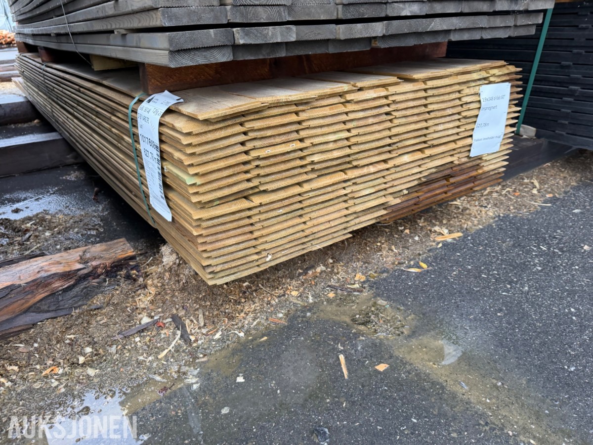 19x148 mm. Dobbeltfals 60 grader. Impregnert. Pakken kan inneholde mugg