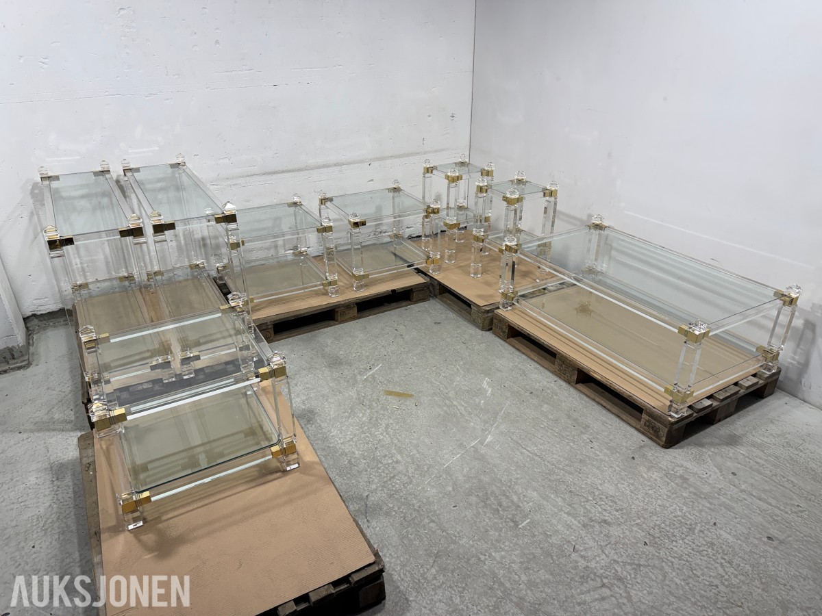 8 stk Glassbord med gullfargede detaljer