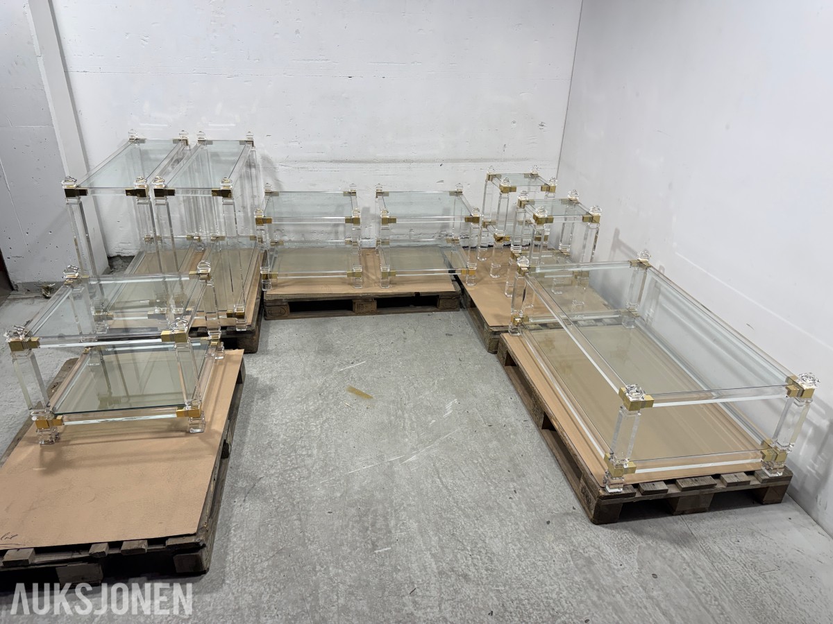 8 stk Glassbord med gullfargede detaljer