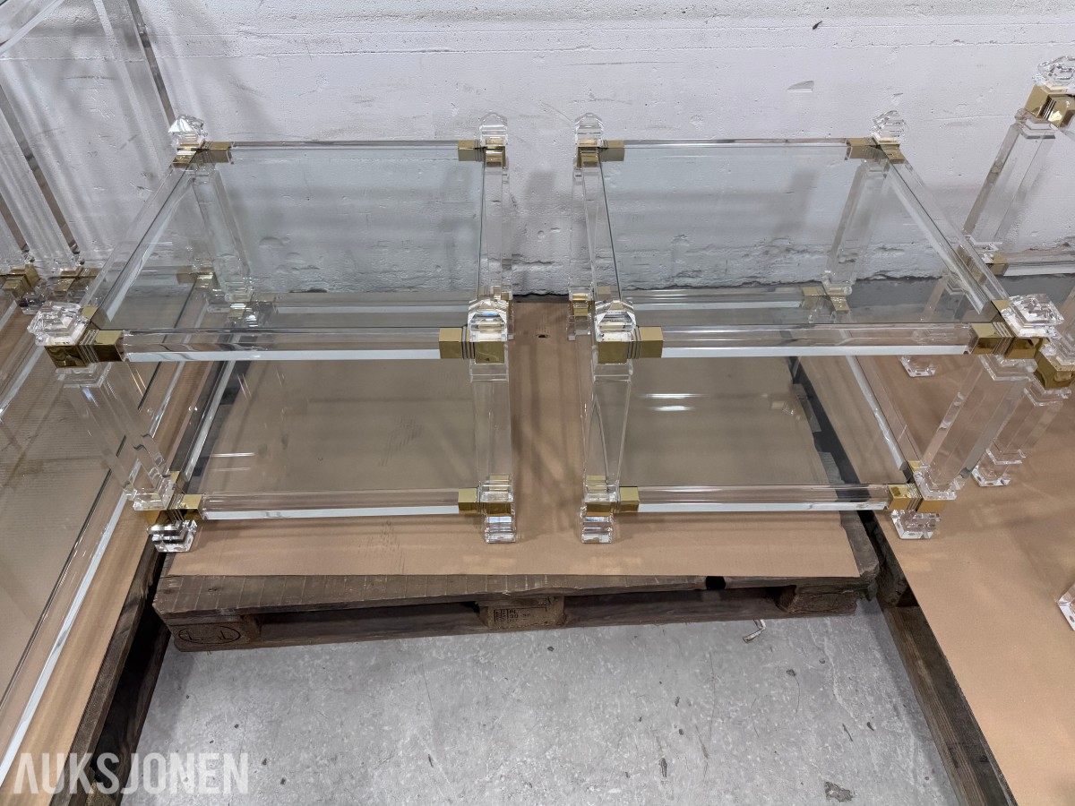 8 stk Glassbord med gullfargede detaljer