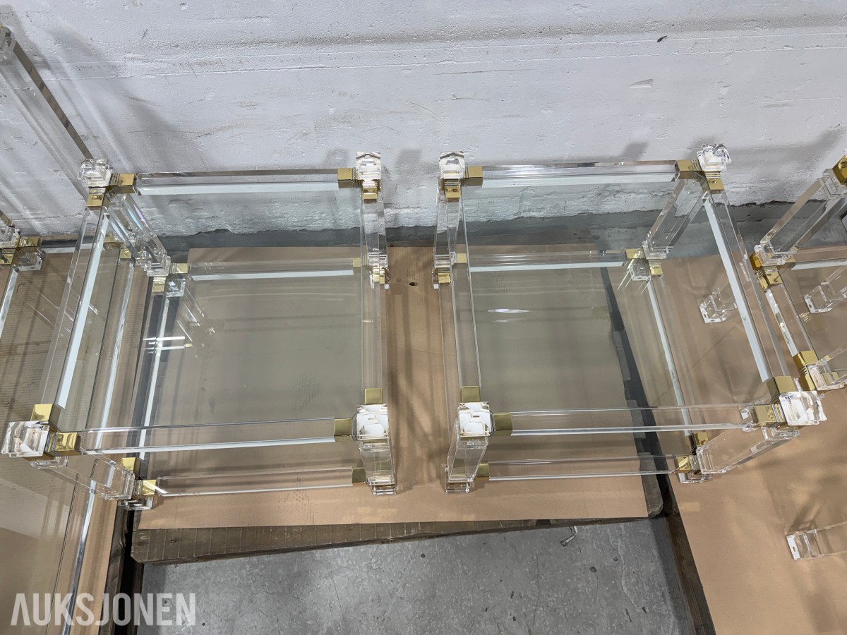 8 stk Glassbord med gullfargede detaljer