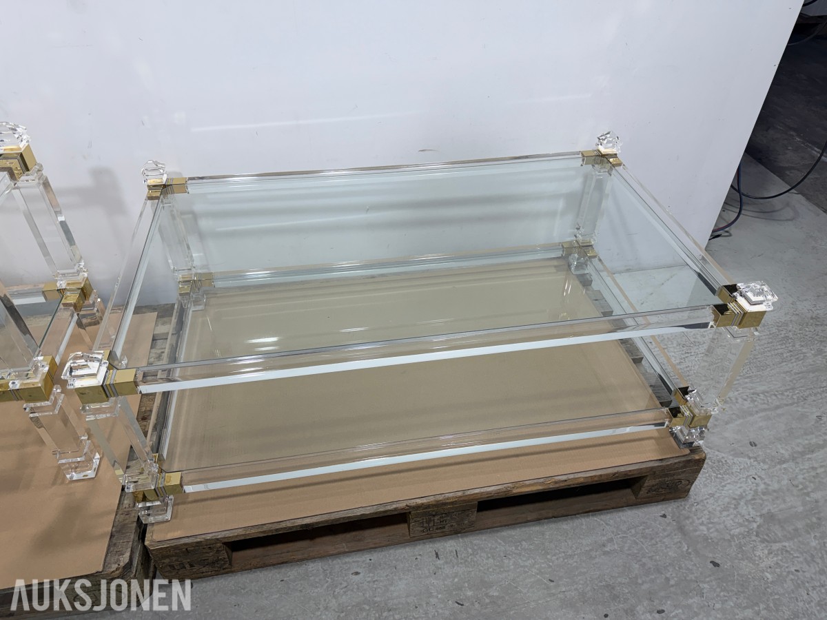 8 stk Glassbord med gullfargede detaljer