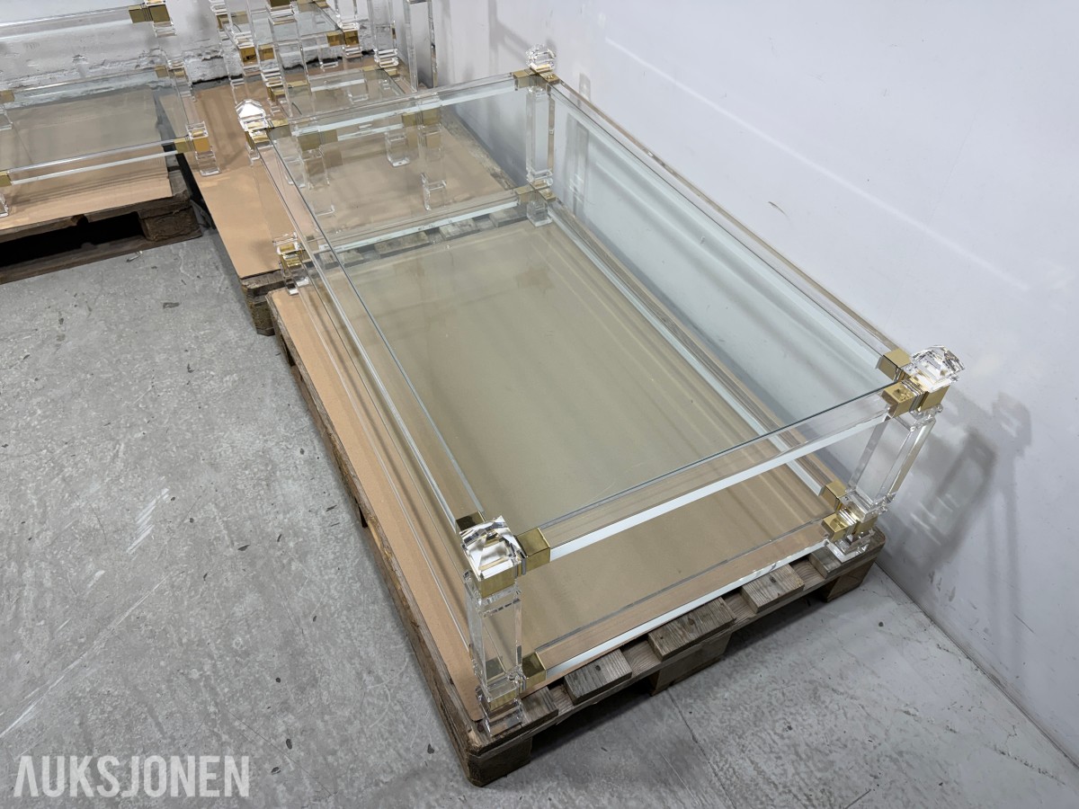 8 stk Glassbord med gullfargede detaljer