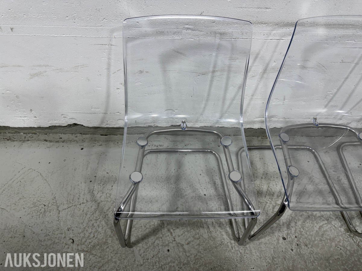4 stk Ikea Tobias stoler, transparente/krom