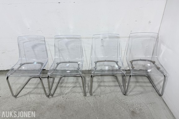 4 stk Ikea Tobias stoler, transparente/krom
