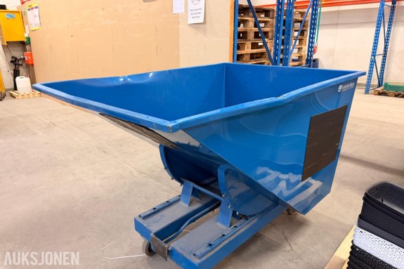 Tippcontainer for papp med mekanisk tippmekanisme