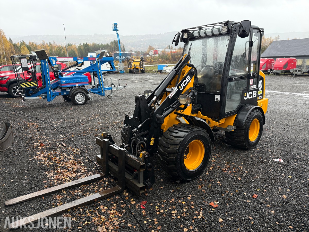 2019 JCB 403 Hjullaster m/Skuffe og pallegaffel-Kun 1487 Timer