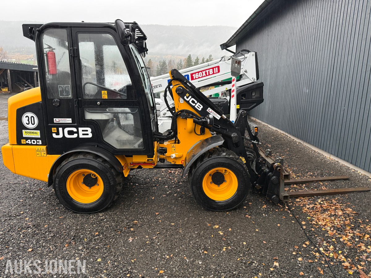 2019 JCB 403 Hjullaster m/Skuffe og pallegaffel-Kun 1487 Timer