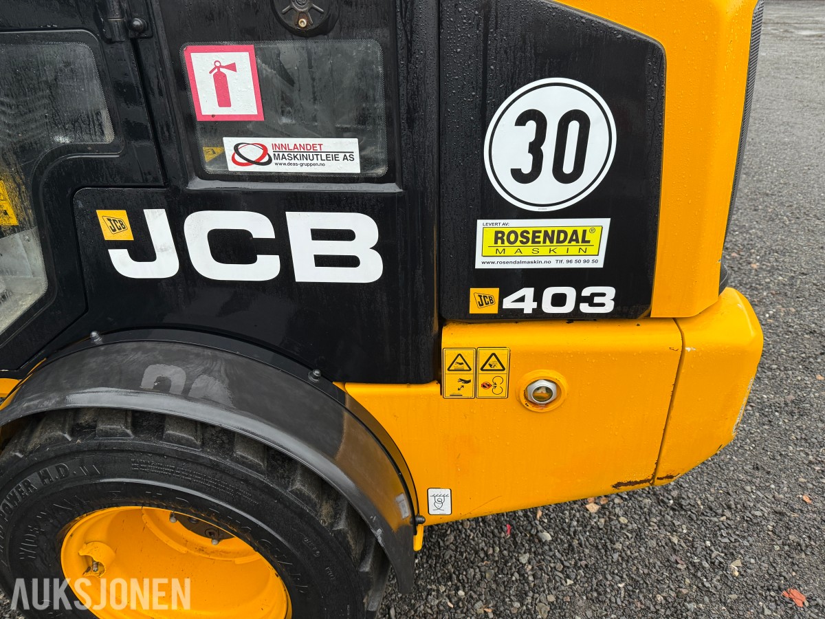 2019 JCB 403 Hjullaster m/Skuffe og pallegaffel-Kun 1487 Timer