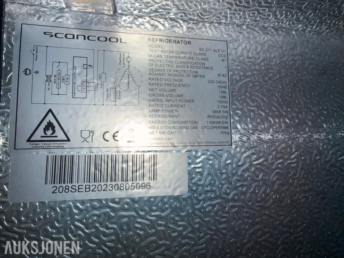 SCANCOOL SC211SLEV1 2 DØRS KJØLESKAP