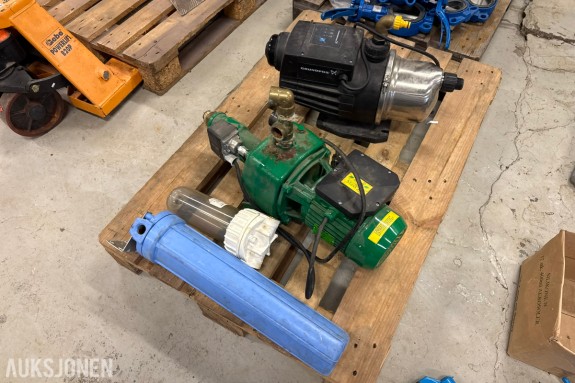 2 stk. vannpumper med filter – Grundfos MQ3-35 B / EMS GT 601